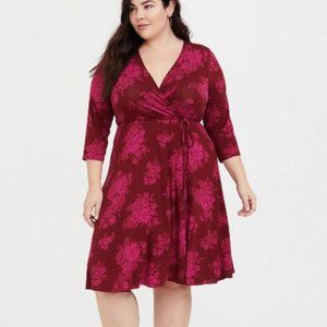 Torrid Red Floral wrap dress plus size 2